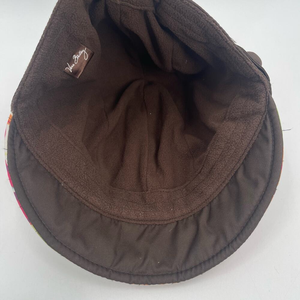 VERA BRADLEY Hat Cap English Rose Newgirl Cozy Fleece Lining Brown Casual Fall - Picture 11 of 14